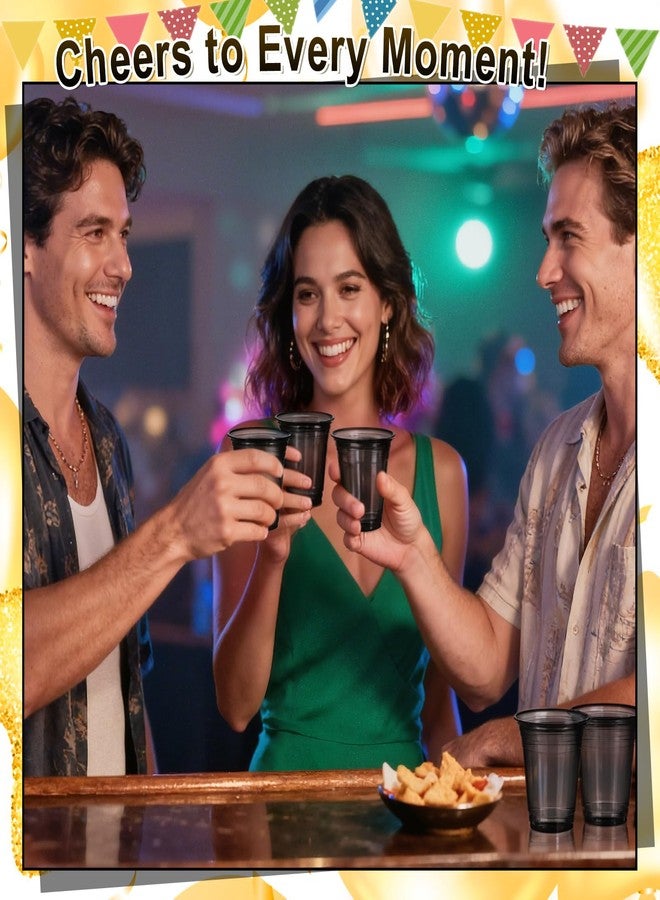 Pickmesh عبوة من 50 كوبًا بلاستيكيًا شفافًا سعة 12 أونصة من Pickmesh، أكواب شرب للاستخدام مرة واحدة للحفلات، بكميات كبيرة، مناسبة لعيد الحب، ليلة رأس السنة، عيد الميلاد، حفلات الزفاف، حفلات استقبال المولود، أعياد الميلاد، حفلات التخرج، التجمعات العائلية، لوازم الحفلات (أسود) - Image 4